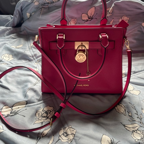 Michael Kors Hamilton Fuchsia Small Leather Satchel - Picture 1 of 10